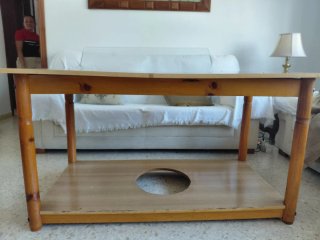 Mesa camilla con cristal y hueco estufa