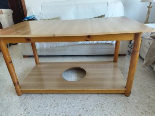 Mesa camilla con cristal y hueco estufa