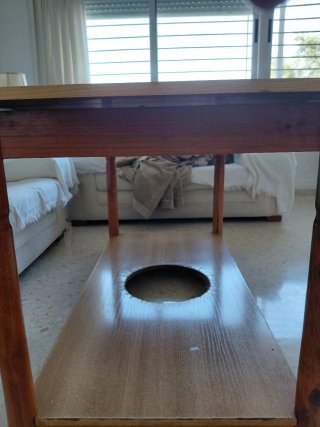 Mesa camilla con cristal y hueco estufa