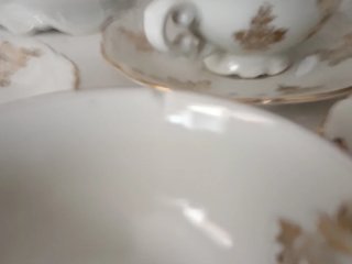Servizio Tazze Porcellana Vintage Oro Bianco