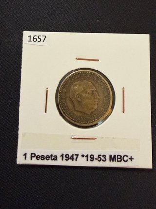 Una 1 peseta 1947 *53 españa MBC+ estrella visible