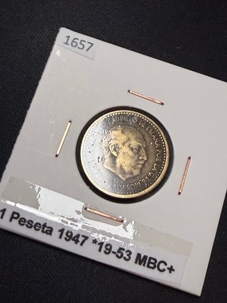 Una 1 peseta 1947 *53 españa MBC+ estrella visible