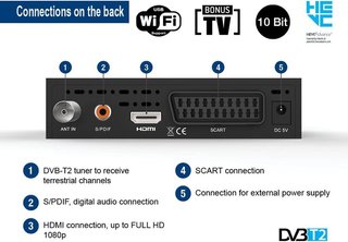 Receptor DVB-T2 HD con WiFi y USB