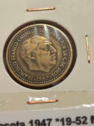 Una 1 peseta 1947 *52 españa MBC+ estrella visible