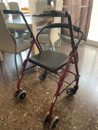 Andador con asiento y cesta (Rollator)