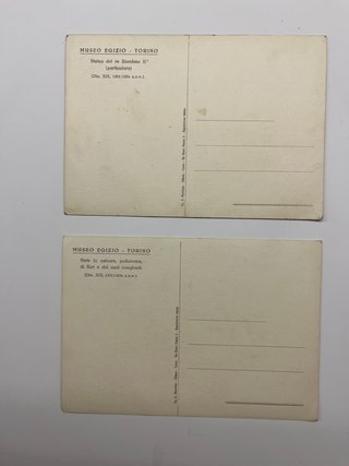 Lotto n. 2 cartoline bianco e nero museo Egizio