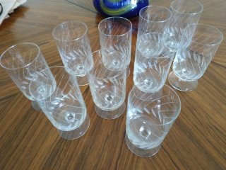 Juego vintage 50 copas cristal grabado