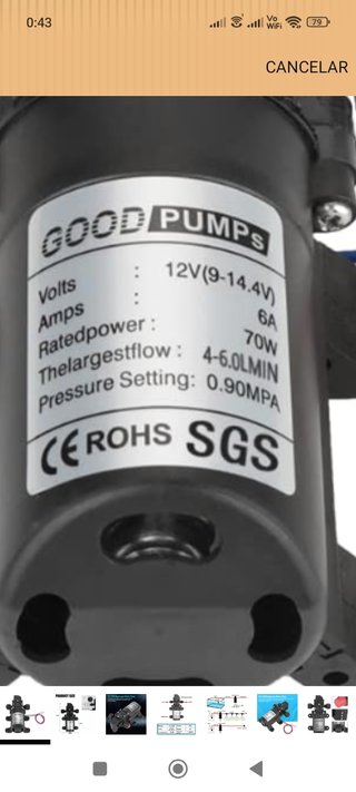 Bomba de agua 12V autocebante 6L
