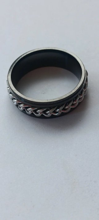 Anillo giratorio cadena barbada negro/plata