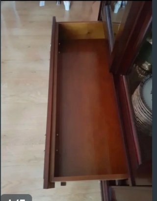 Mueble de salón madera y cristal
