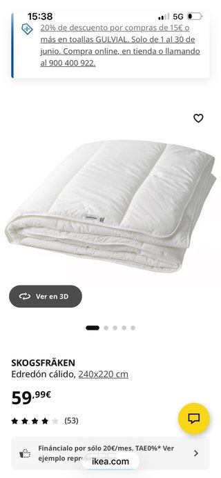 Edredón Cálido IKEA Blanco