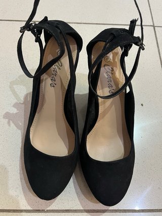 Zapatos tacones Cuñas terciopelo negras talla 40