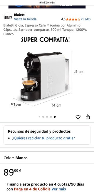 Cafetera Baletti Gioia Nueva.