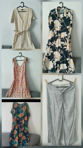Lote 4 vestidos XL y 1 falda mujer L
