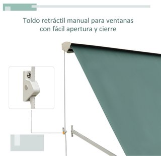 Toldo retráctil manual verde