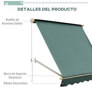 Toldo retráctil manual verde