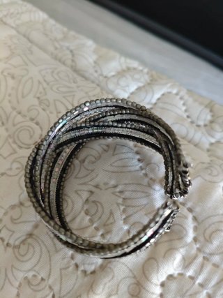 Pulsera trenzada plata y negro