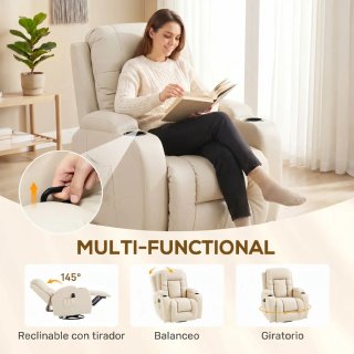 Sillón Relax Reclinable Giratorio Masaje