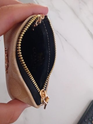 Monedero Coach Mini Skinny Beige Dorado