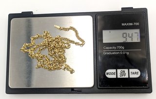 Cadena Rolo de oro de 14k, 9.47 g, 62 cm.