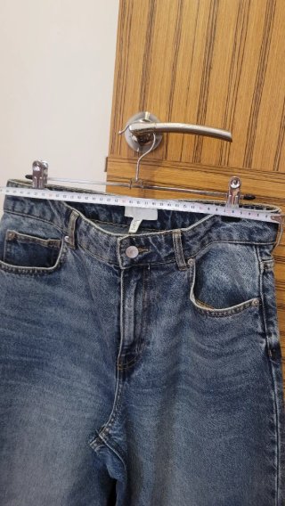 Vaqueros anchos wide leg talle alto azules H&M