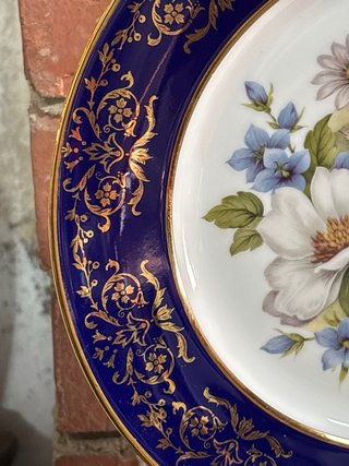 Plato Limoges Porcelana Flores Doradas