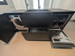 Cocina moderna completa negra y gris