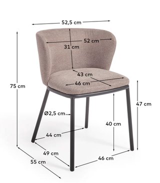 Sedia Kave Home Ciselia Tessuto Marrone Chiaro