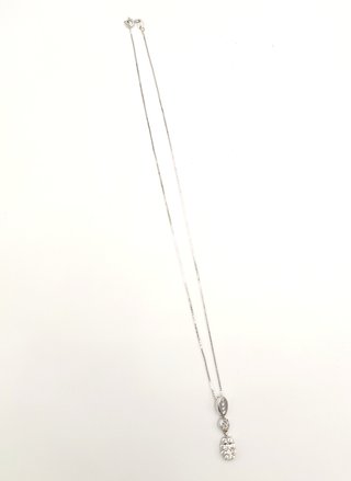 Cadena de oro blanco 18k circonita, 3.18 g, 39 cm.