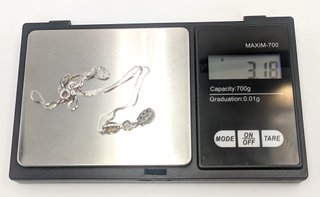 Cadena de oro blanco 18k circonita, 3.18 g, 39 cm.