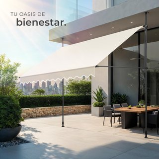 Toldo plegable para balcón con manivela 300 x 120 x 211 - 304cm, beige