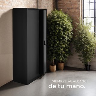 Armario archivador de acero con cierre 180 x 80 x 40 cm negro