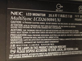 Monitor NEC MultiSync LCD2690WUXi Negro