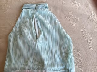 Vestido cuello Halter, Plisado , Verde Agua.