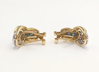 Pendiente de oro combinado 18k circonitas, 5.31 g.