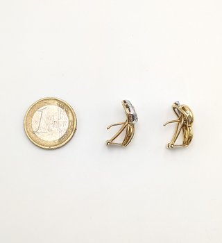 Pendiente de oro combinado 18k circonitas, 5.31 g.