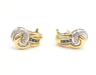 Pendiente de oro combinado 18k circonitas, 5.31 g.