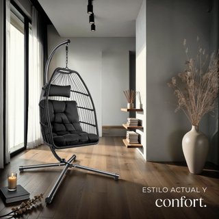 Silla colgante con estructura de aluminio y capacidad 160 kg negro