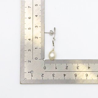 Pendientes Oro Blanco 18K, Perla, 1.88gr