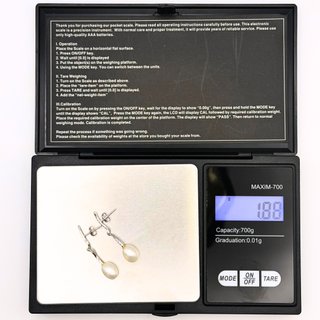 Pendientes Oro Blanco 18K, Perla, 1.88gr