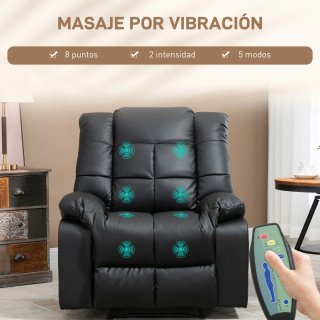 Sillón Reclinable Masaje 8 Puntos Negro