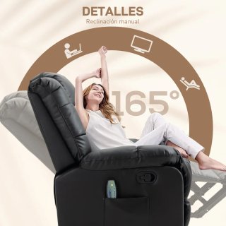 Sillón Reclinable Masaje 8 Puntos Negro