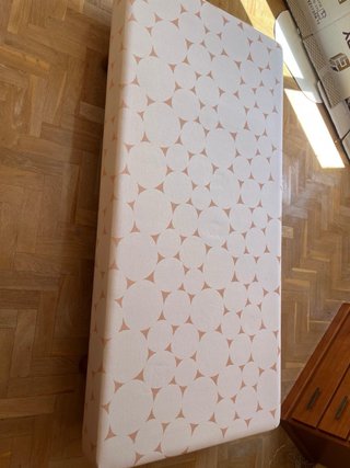 Nuevo Base Cama 90cm Beige/Blanco patas de madera