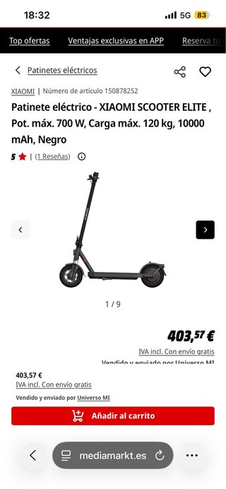 Patinete eléctrico Xiaomi Elite 5