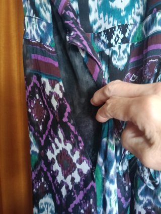 Vestido largo estampado morado y turquesa