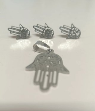 Colgante y pendientes Hamsa plata