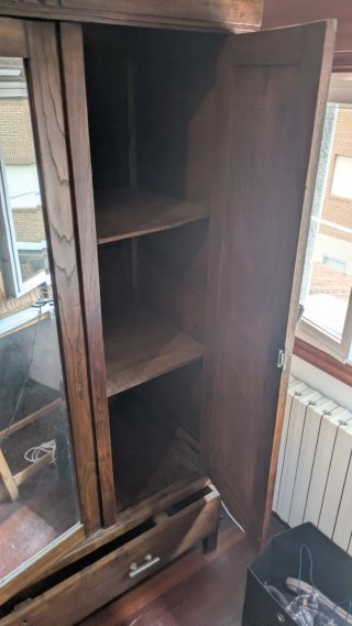 Armario 3 puertas madera y cristal años 40