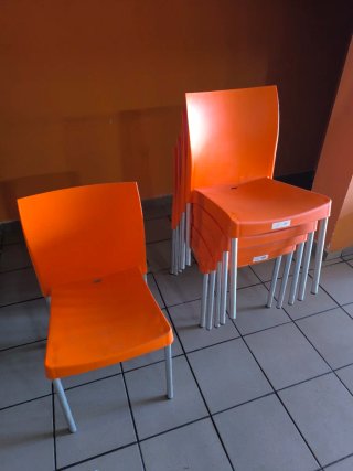 6 Sillas Naranja Terraza Bar Restaurante
