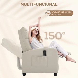 Sillón Reclinable Masaje Mando Beige