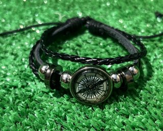 Pulsera Cuero Brújula Hombre Mujer